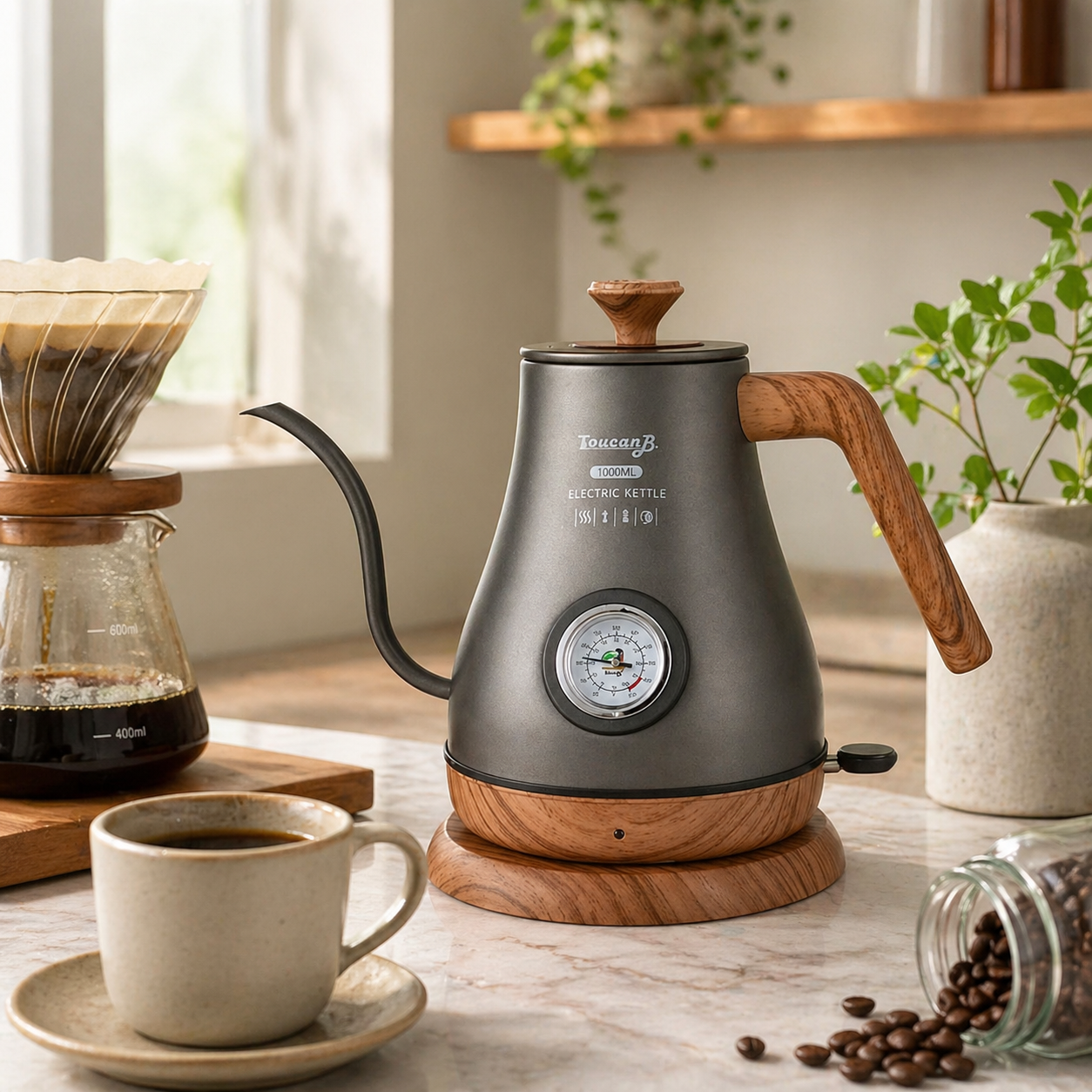 Precision Gooseneck Coffee Kettle 1L – Electric Temperature Control